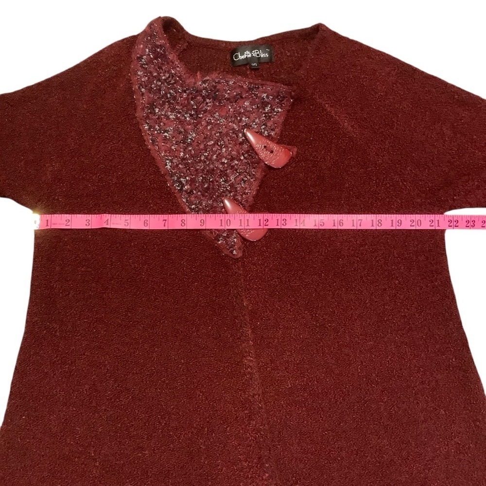 CHERIE BLISS RED LONG SLEEVE BUTTON DETAIL SWEATER/ CARDIGAN/ Size O/S - Picture 8 of 11